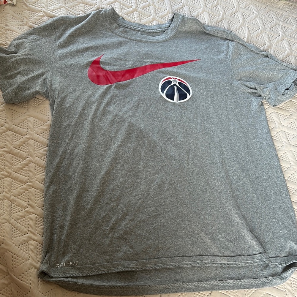 Nike Gray Dri-FIT Washington Wizards Tee with Red Swoosh